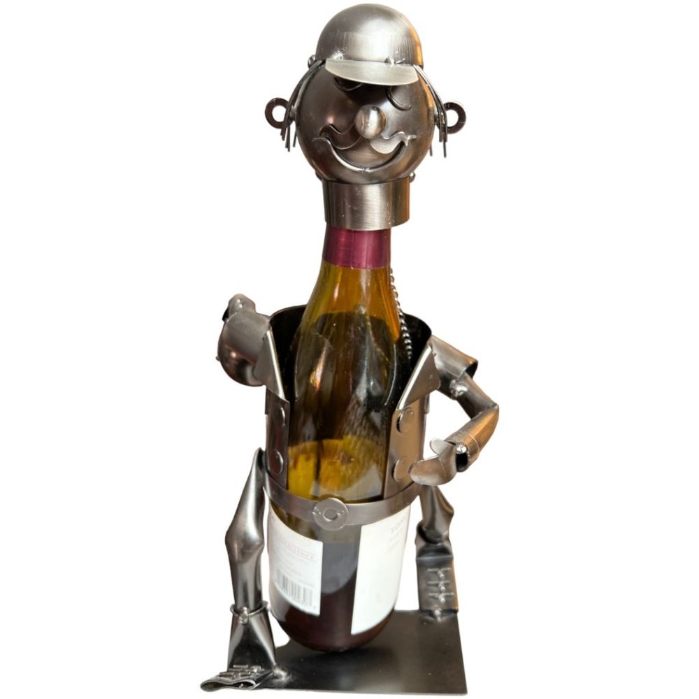 BOWLER Wine Bottle Holder Storage Caddy Recycled Metal Steel Olive Oil Vinegar - Picture 12 of 14